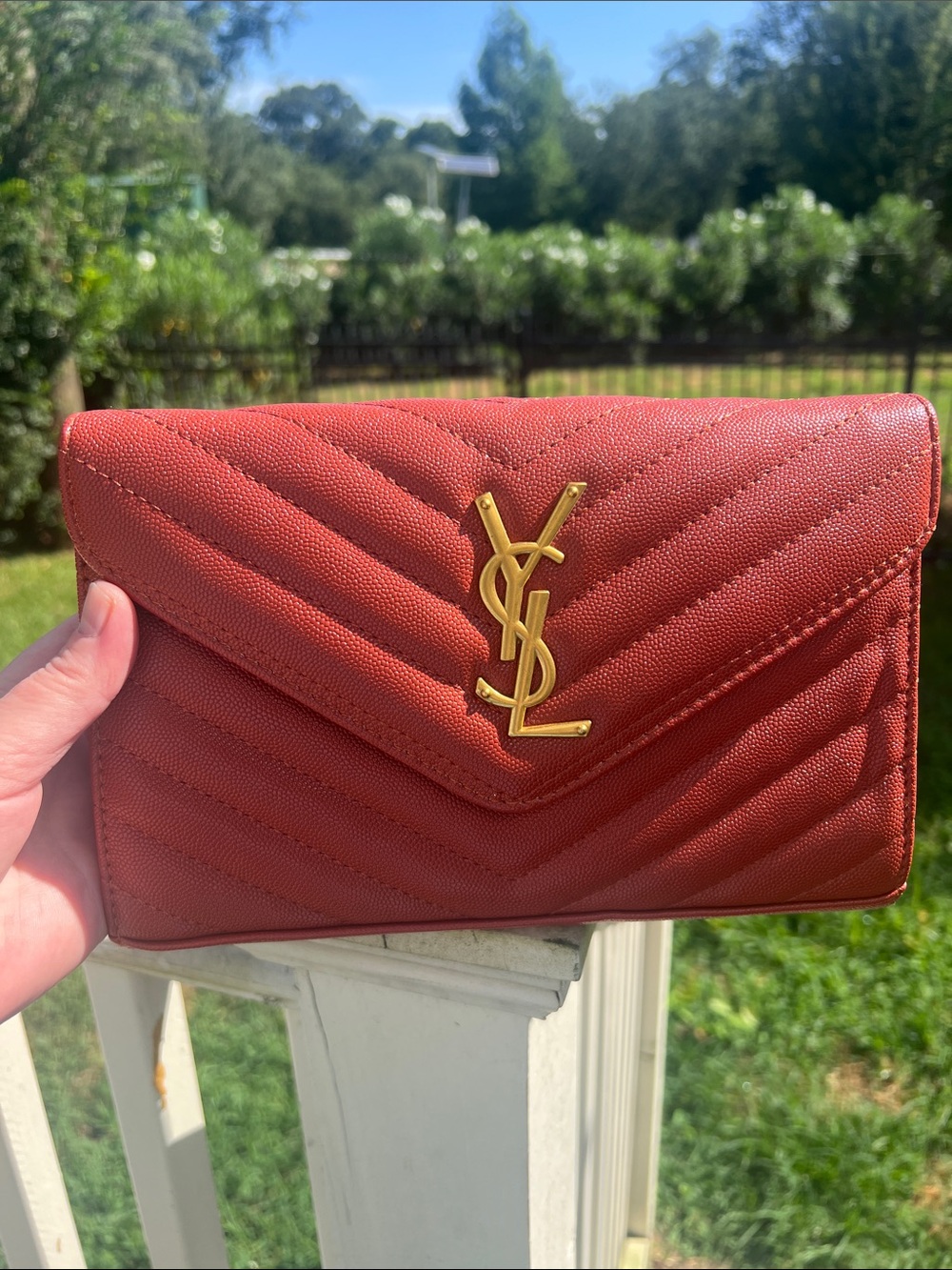 INSPIRED Redish Orange Leather Crossbody with Gold Hardware - Picture 10 of 10